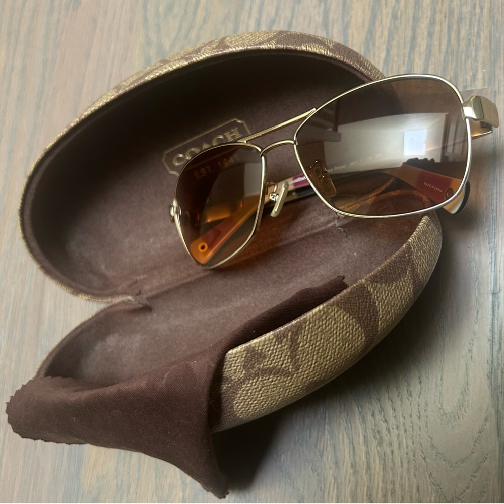Coach Gold and Tortoise Sunglasses